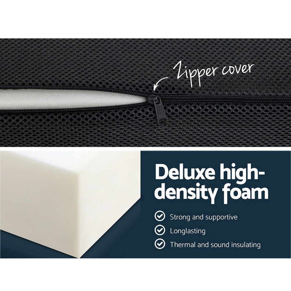 Giselle Bedding Portable Mattress in white and grey, showcasing its foldable design and bamboo fabric cover.