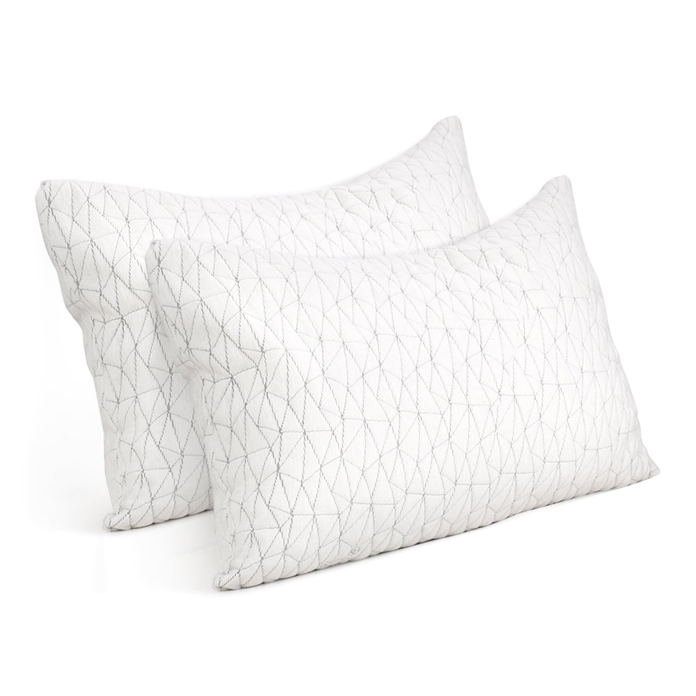 Giselle Bedding Set of 2 Rayon King Memory Foam Pillows with gel-infused filling and removable cover, ideal for neck and shoulder support.