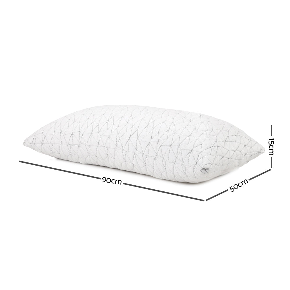 Giselle Bedding Set of 2 Rayon King Memory Foam Pillows with gel-infused filling and removable cover, ideal for neck and shoulder support.