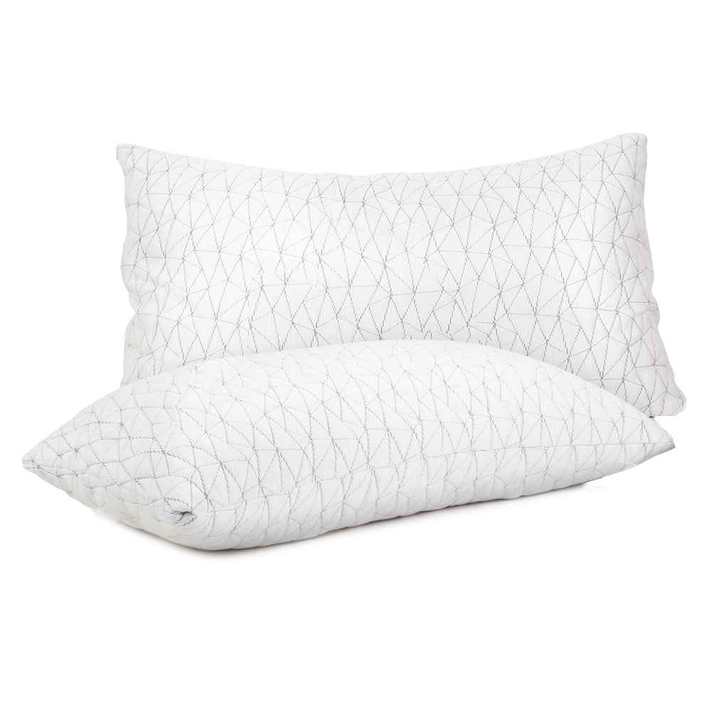 Giselle Bedding Set of 2 Rayon King Memory Foam Pillows with gel-infused filling and removable cover, ideal for neck and shoulder support.