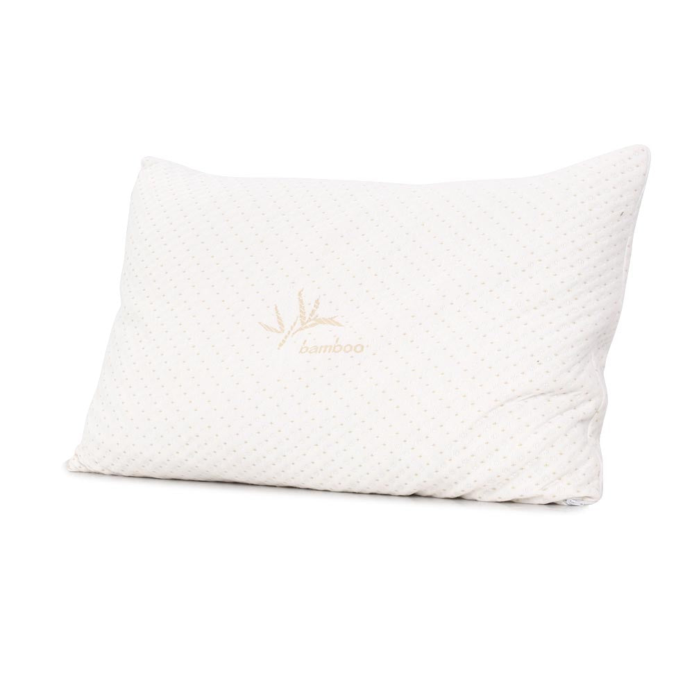 Giselle Bedding Set of 2 Single Bamboo Memory Foam Pillows with a soft bamboo cover and shredded memory foam filling, ideal for neck and shoulder support.