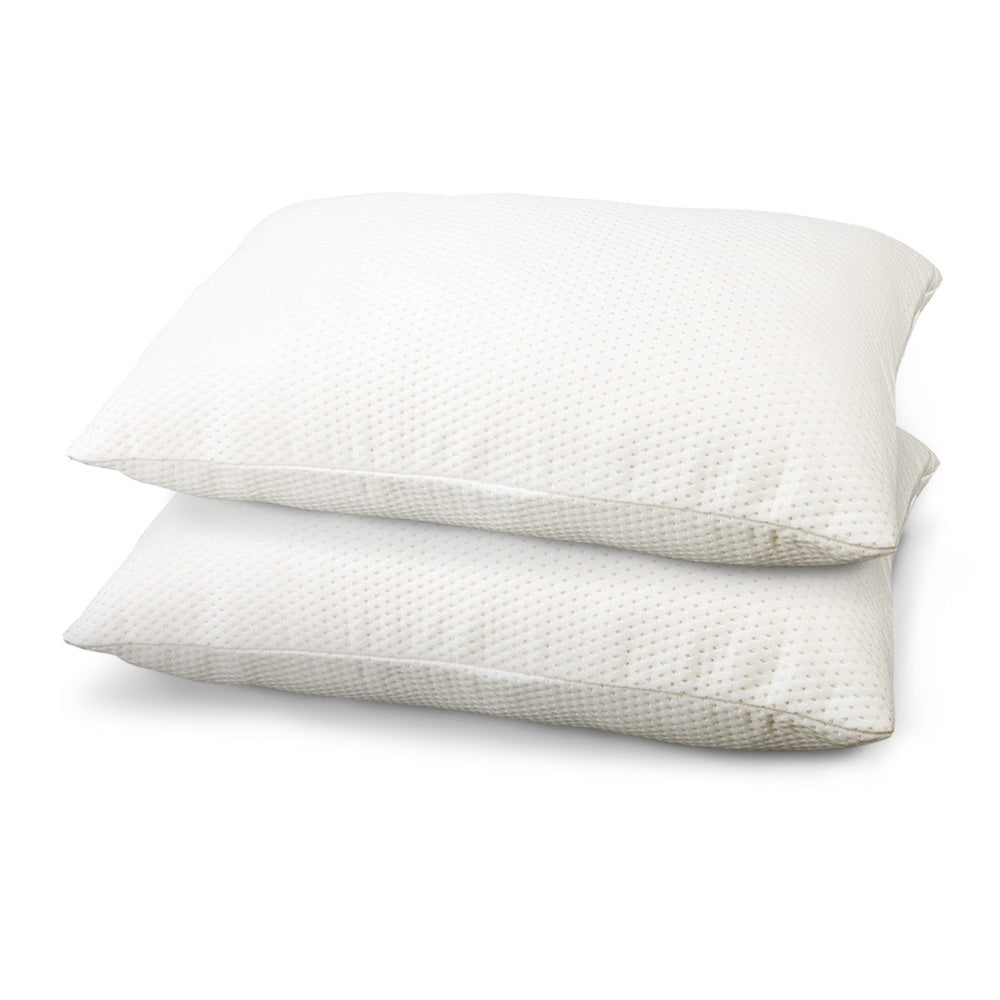 Giselle Bedding Set of 2 Visco Elastic Memory Foam Pillows, showcasing their plush design and removable cover.