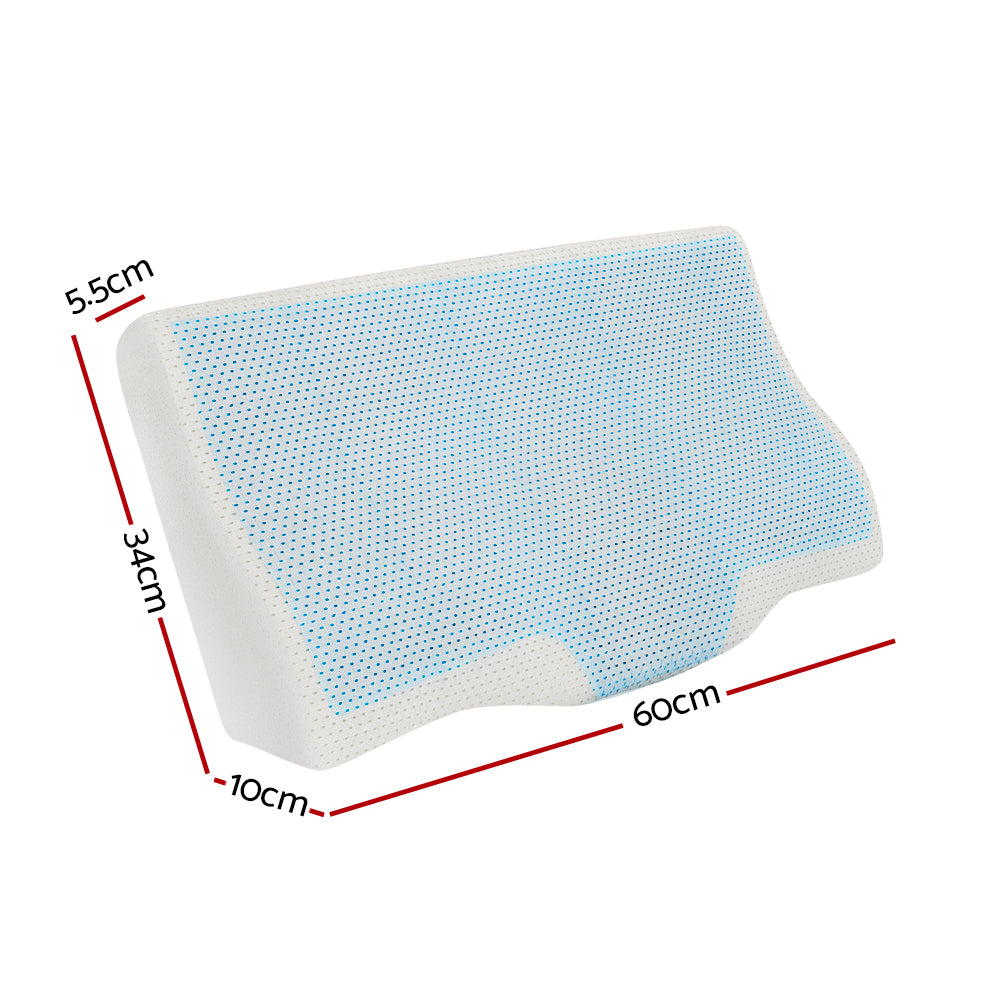 Giselle Memory Foam Pillow featuring a butterfly shape, cool gel layer, and removable bamboo cover for optimal neck support.