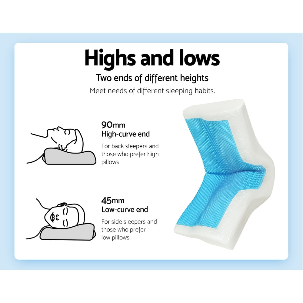 Giselle Memory Foam Pillow featuring a butterfly shape, cool gel layer, and removable bamboo cover for optimal neck support.