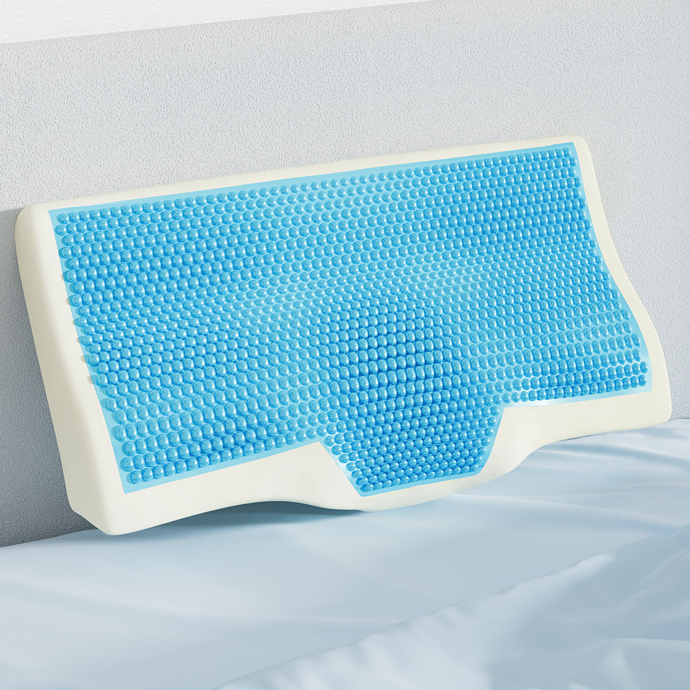 Giselle Memory Foam Pillow featuring a butterfly shape, cool gel layer, and removable bamboo cover for optimal neck support.