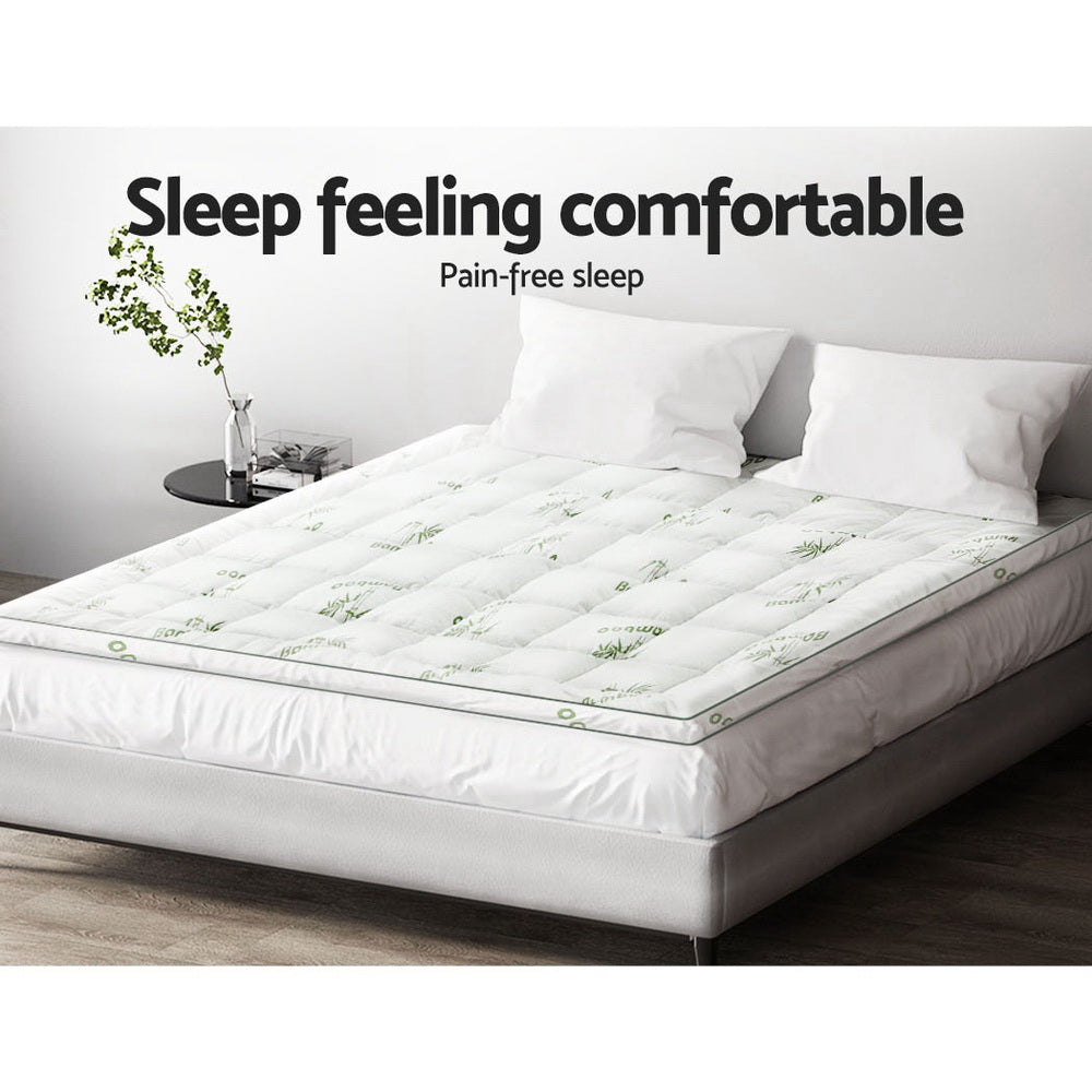 Giselle Pillowtop Mattress Topper featuring bamboo fabric and plush filling, designed for comfort and breathability.