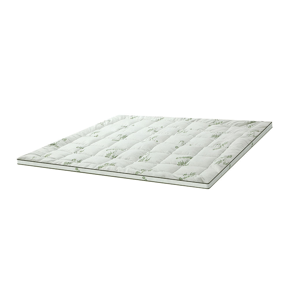 Giselle Pillowtop Mattress Topper featuring bamboo fabric and square-pattern stitching for enhanced comfort and support.