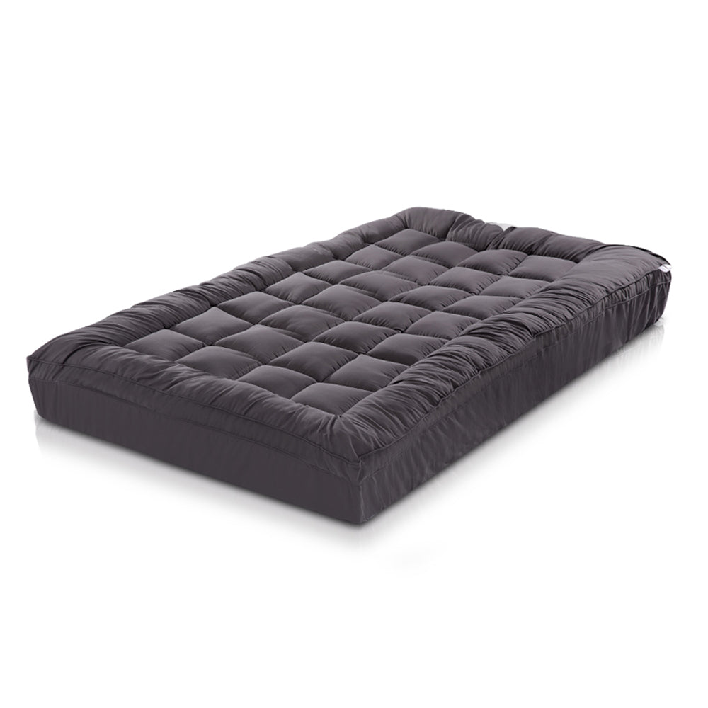 Giselle Single Mattress Topper Pillowtop made of 1000GSM charcoal microfibre, showcasing its plush and luxurious design.