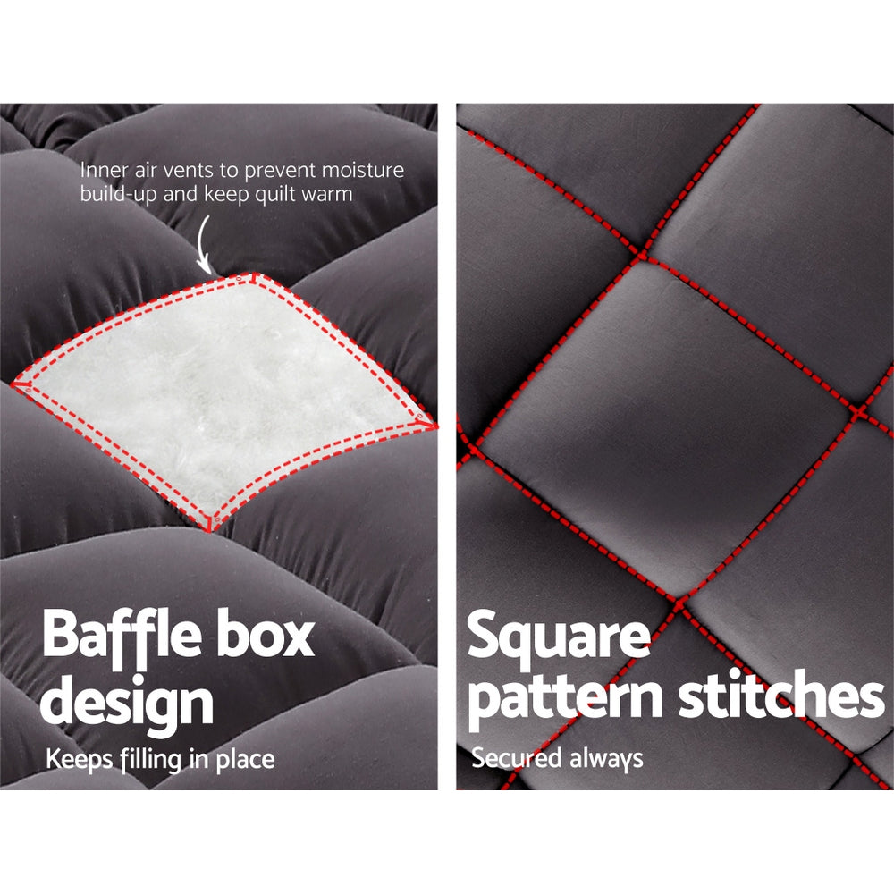 Giselle Single Mattress Topper Pillowtop made of 1000GSM charcoal microfibre, showcasing its plush and luxurious design.