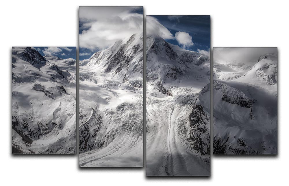 Glacial 4 Split Panel Canvas artwork featuring a stunning multi-dimensional design divided into four equal sections.