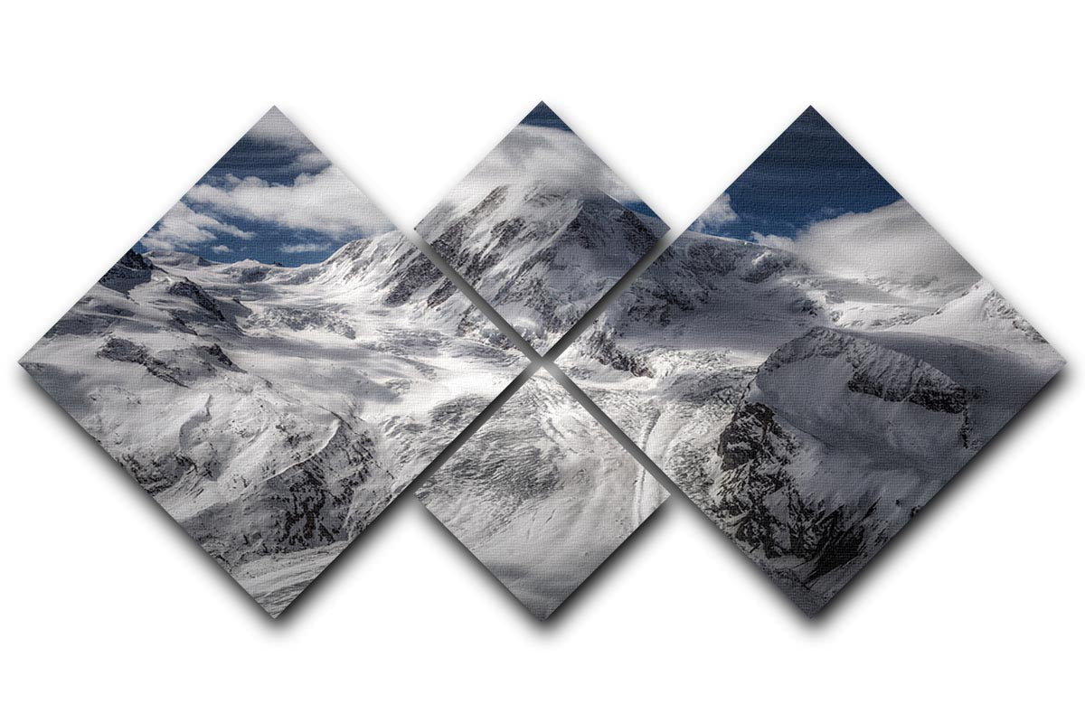 Glacial 4 Square Multi Panel Canvas artwork featuring four equal square sections, beautifully arranged to create a cohesive design.