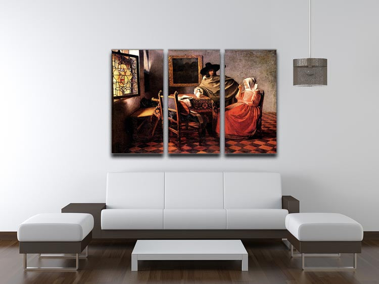 A stunning 3-panel canvas print featuring a glass of wine, elegantly designed to enhance any living space.