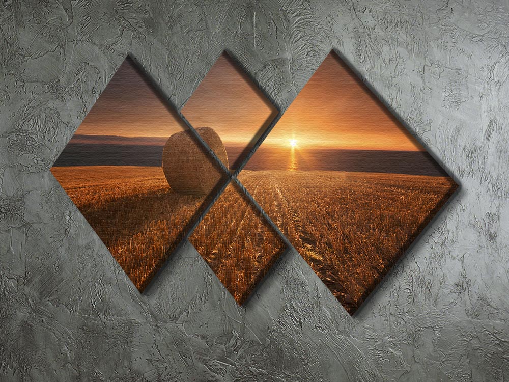 Gold Harvest 4 Square Multi Panel Canvas artwork featuring four equal square sections with a luxurious gold design.