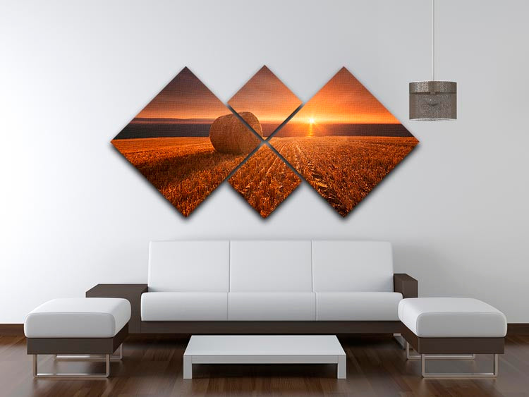 Gold Harvest 4 Square Multi Panel Canvas artwork featuring four equal square sections with a luxurious gold design.