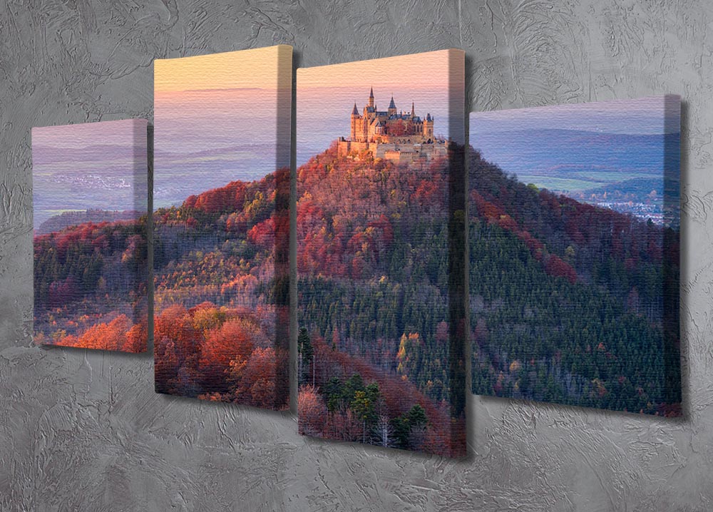 Golden Autumn Evening 4 Split Panel Canvas artwork featuring vibrant autumn colors in a split design, perfect for home decor.