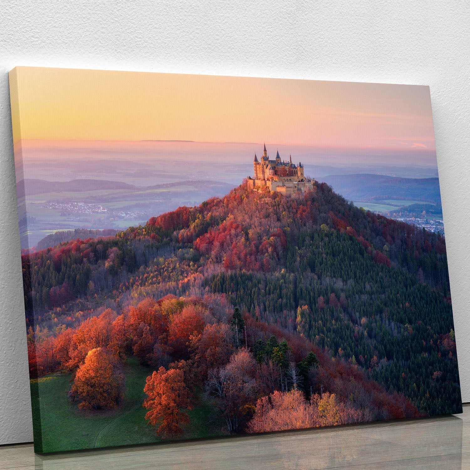 Golden Autumn Evening Canvas Print showcasing vibrant fall colors and serene landscape, perfect for home decor.