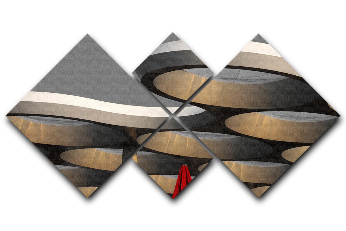 Golden Canopy 4 Square Multi Panel Canvas artwork featuring four equal sections with vibrant colors and intricate designs, perfect for home decor.