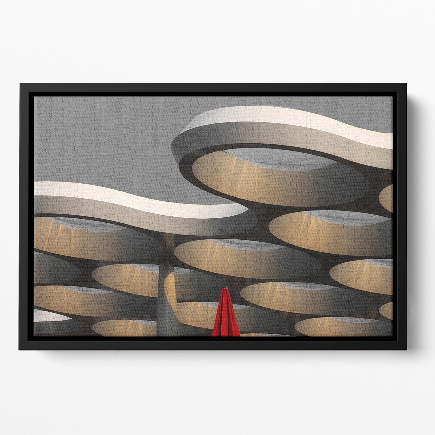 Golden Canopy Floating Framed Canvas featuring vibrant abstract design in a handcrafted wooden frame.