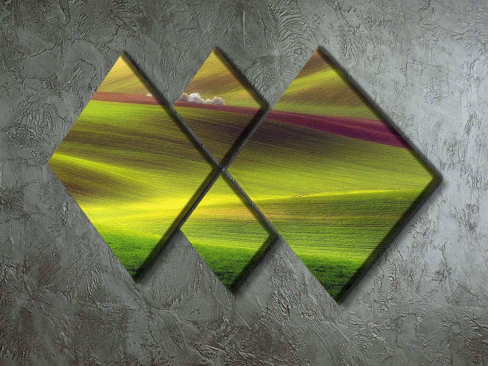 Golden Fields 4 Square Multi Panel Canvas featuring vibrant colors and intricate designs, arranged in a visually striking layout.