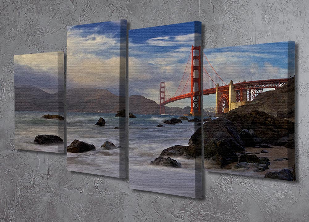 Golden Gate Bridge 4 Split Panel Canvas artwork showcasing the iconic bridge in four separate panels.