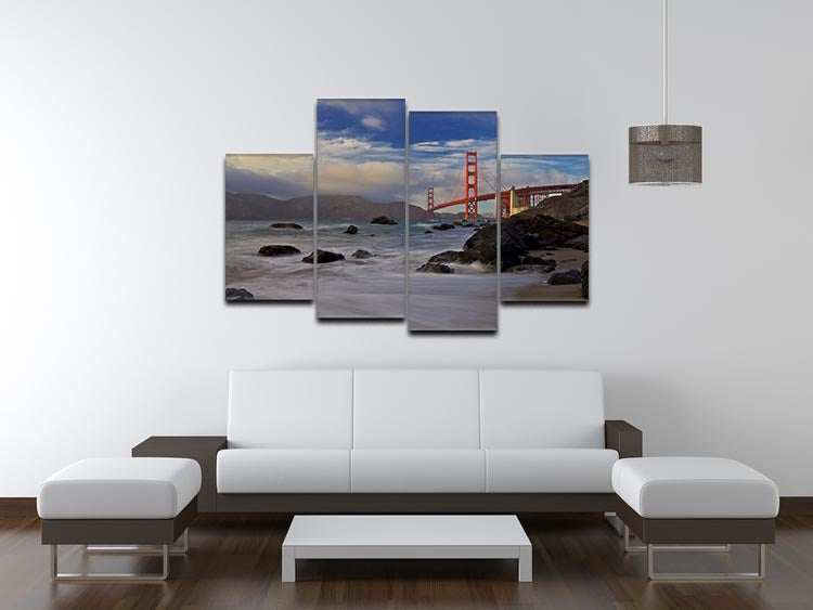 Golden Gate Bridge 4 Split Panel Canvas artwork showcasing the iconic bridge in four separate panels.