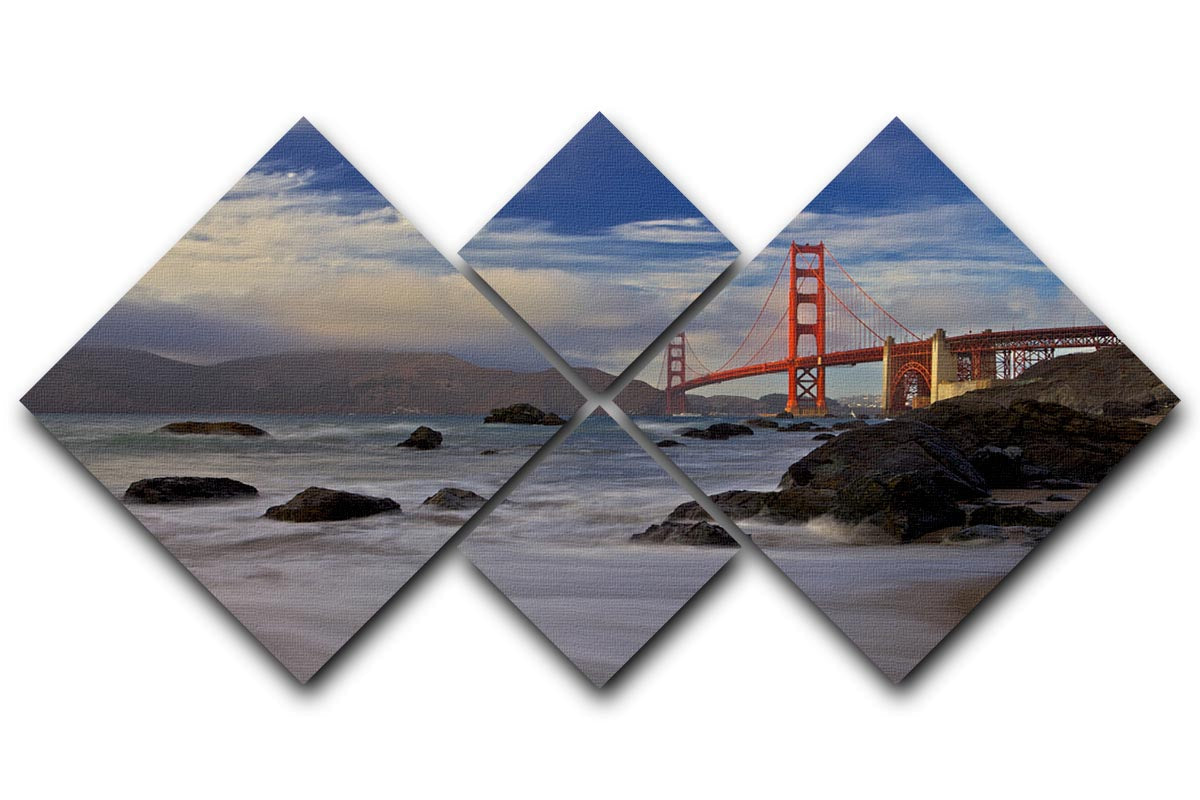 Golden Gate Bridge 4 Square Multi Panel Canvas artwork featuring four equal panels showcasing the iconic bridge.