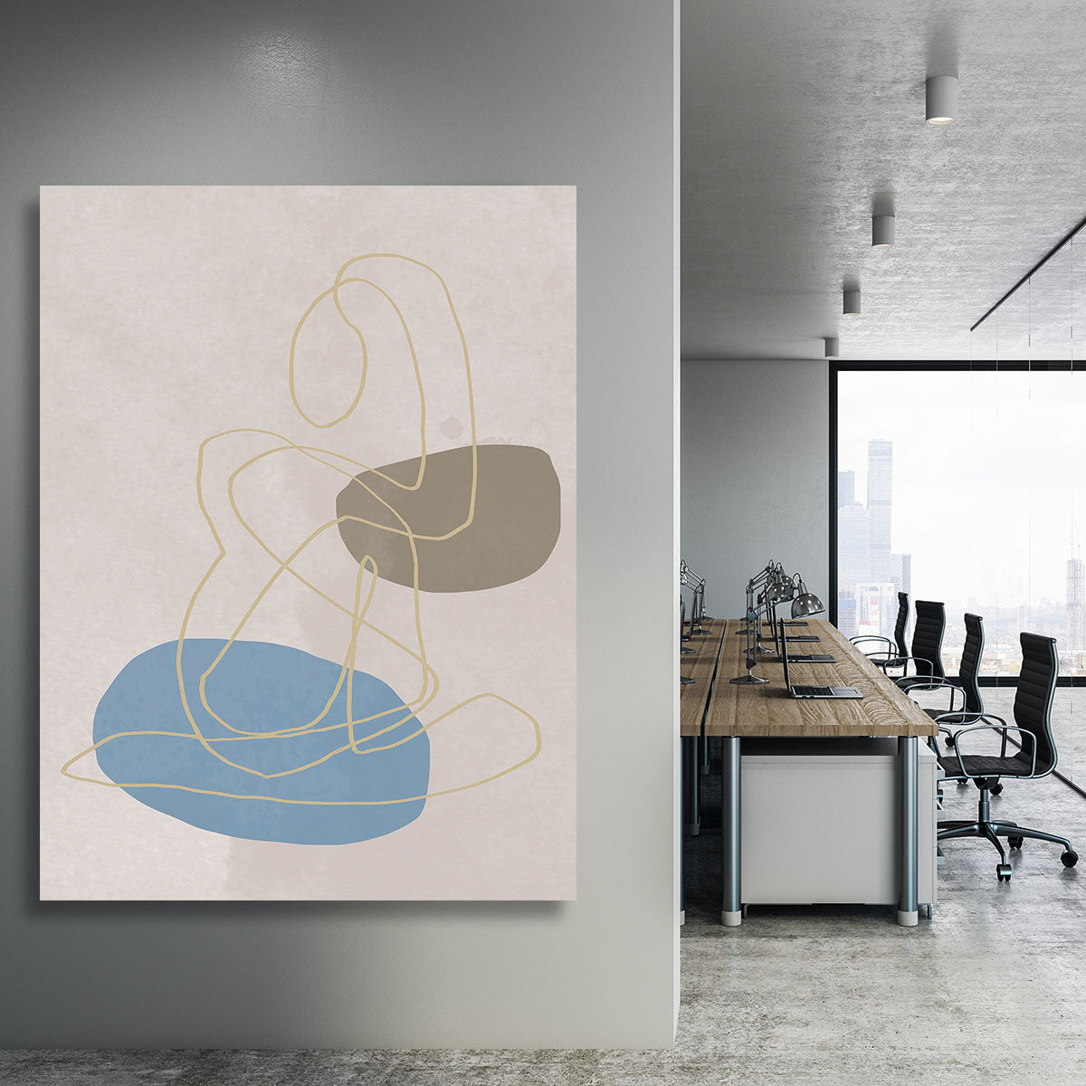 A beautiful Golden Lines Canvas Print showcasing elegant golden hues on a modern canvas, perfect for home decor.