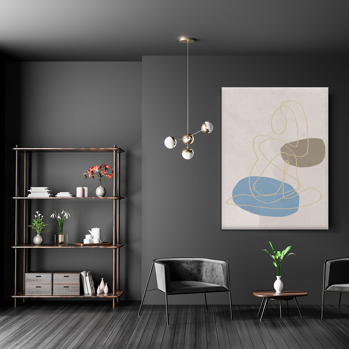 A beautiful Golden Lines Canvas Print showcasing elegant golden hues on a modern canvas, perfect for home decor.