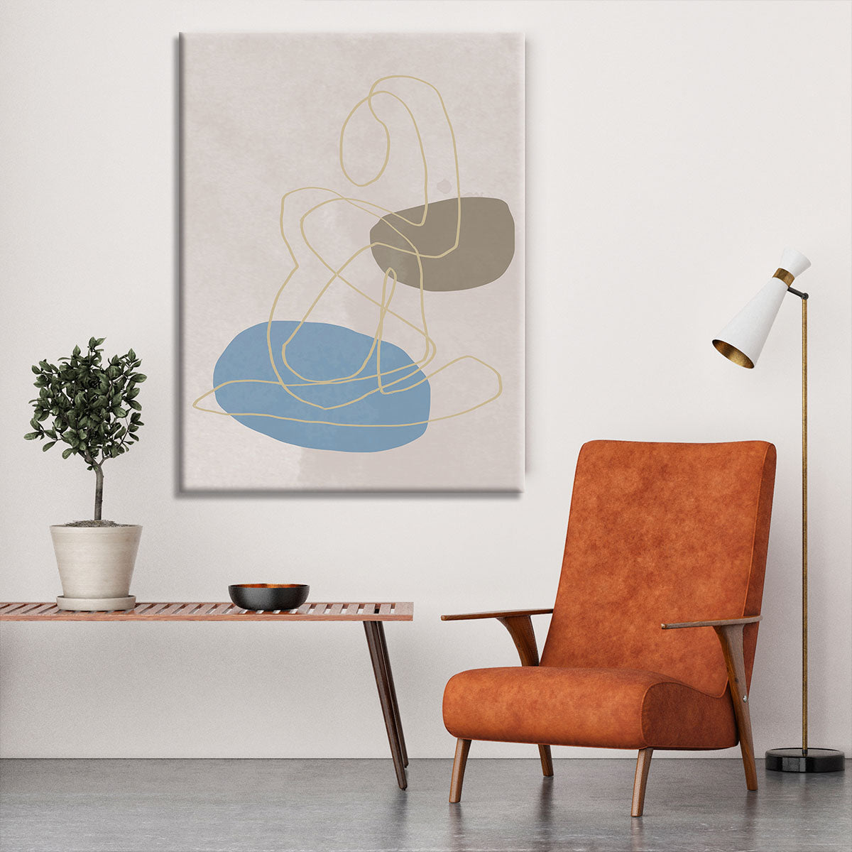A beautiful Golden Lines Canvas Print showcasing elegant golden hues on a modern canvas, perfect for home decor.