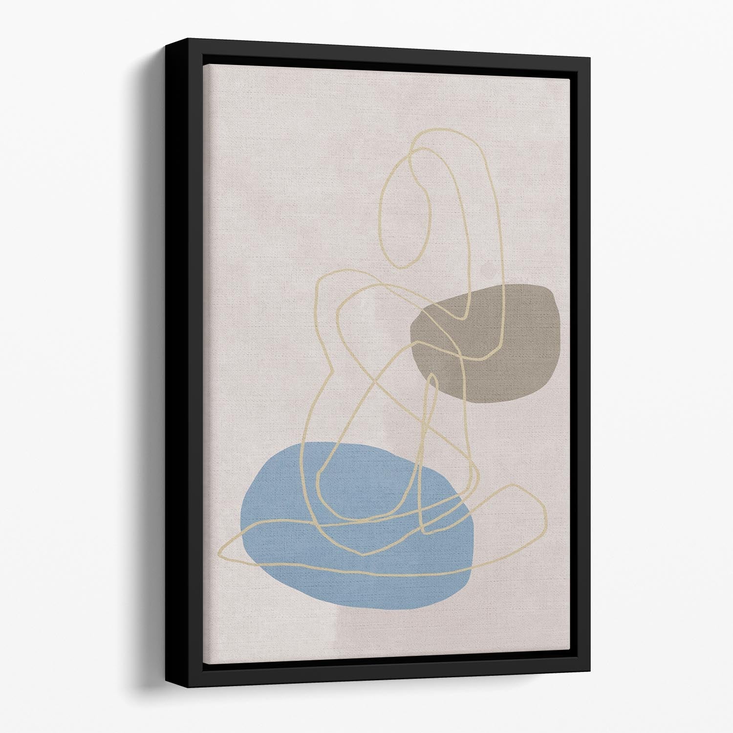 Golden Lines Floating Framed Canvas showcasing vibrant abstract design in an elegant wooden frame, perfect for modern home decor.
