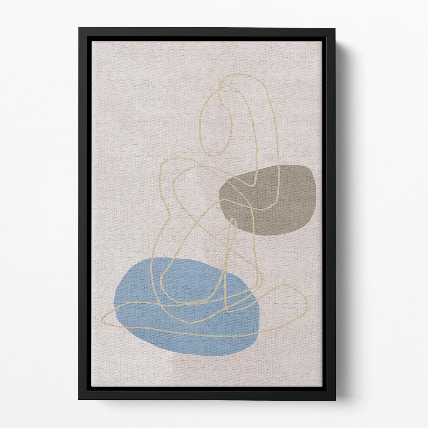 Golden Lines Floating Framed Canvas showcasing vibrant abstract design in an elegant wooden frame, perfect for modern home decor.