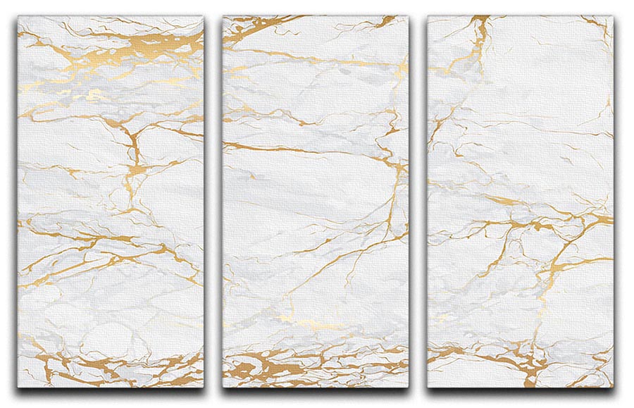 Golden Marble 3 Split Panel Canvas Print featuring elegant marble design in three panels, perfect for home decor.