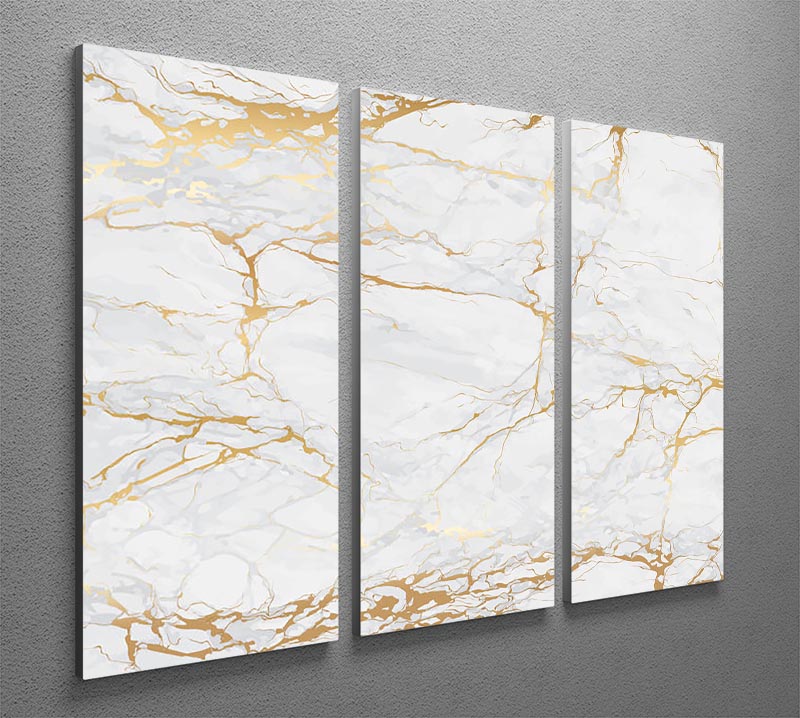 Golden Marble 3 Split Panel Canvas Print featuring elegant marble design in three panels, perfect for home decor.
