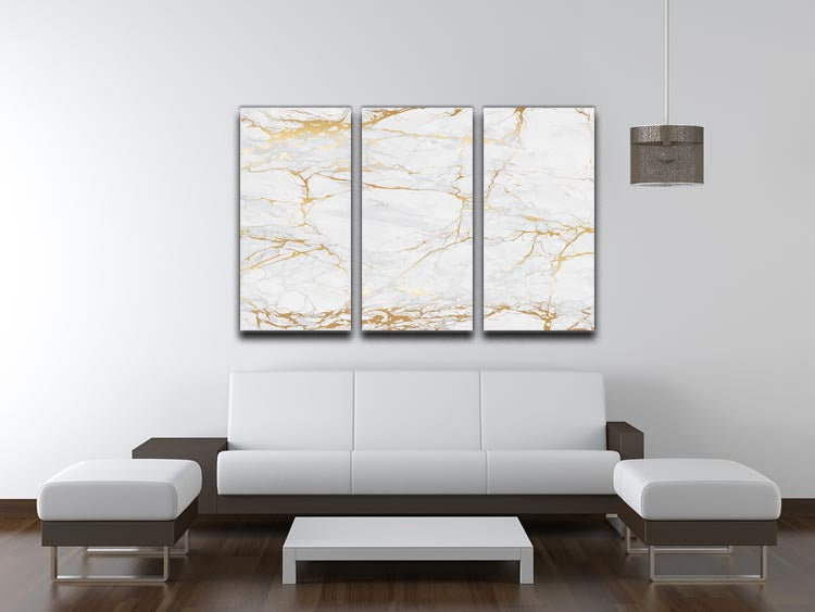 Golden Marble 3 Split Panel Canvas Print featuring elegant marble design in three panels, perfect for home decor.