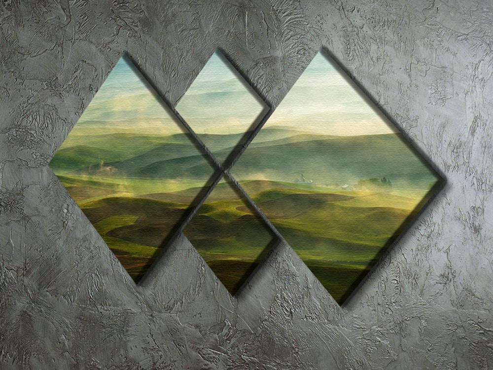 Golden Morning-Palouse 4 Square Multi Panel Canvas artwork featuring vibrant colors and a harmonious design, perfect for home decor.