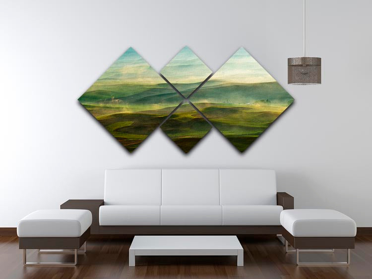 Golden Morning-Palouse 4 Square Multi Panel Canvas artwork featuring vibrant colors and a harmonious design, perfect for home decor.