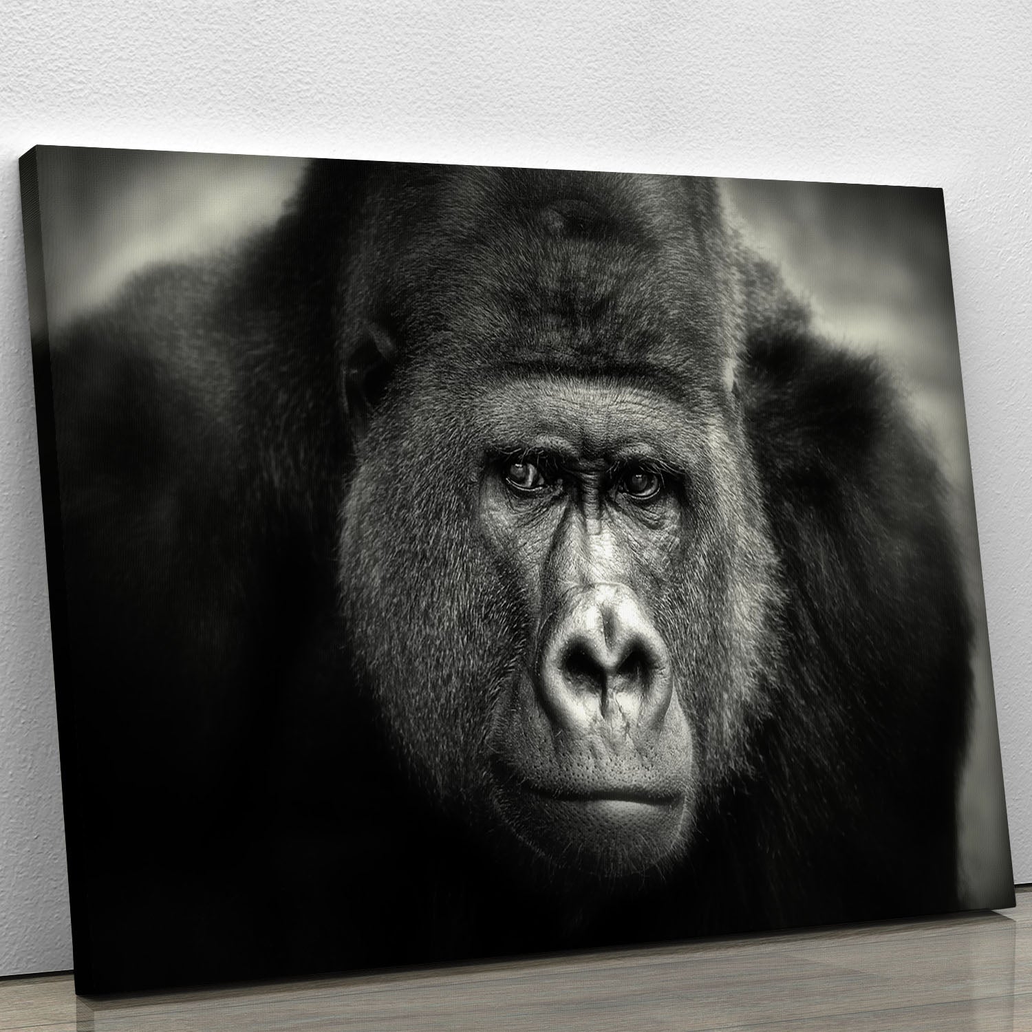 A vibrant Gorilla Canvas Print showcasing a majestic gorilla in a lush jungle setting, perfect for home or office decor.