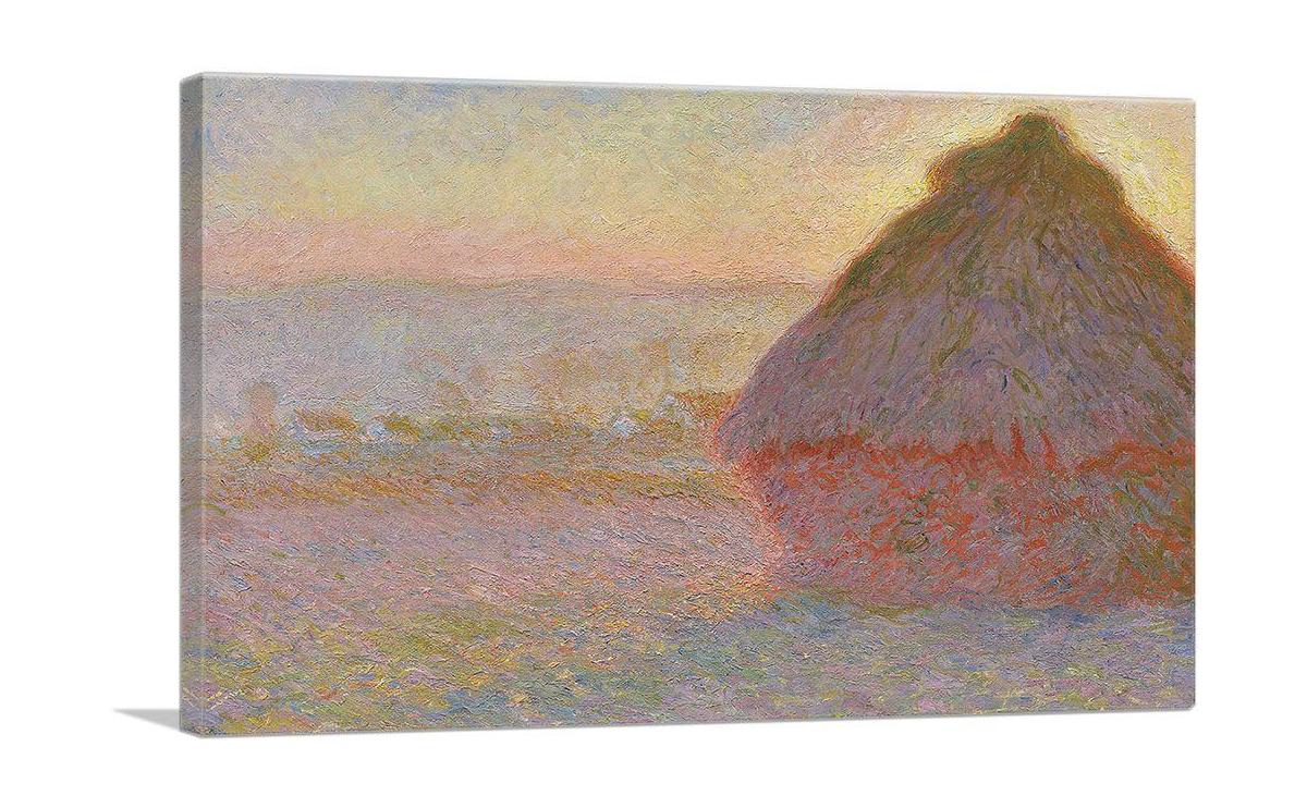 A beautiful canvas print of a sunset over grain fields, showcasing vibrant colors and serene landscapes.