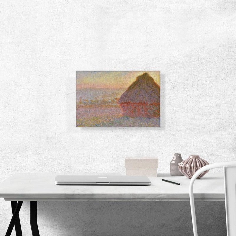 A beautiful canvas print of a sunset over grain fields, showcasing vibrant colors and serene landscapes.