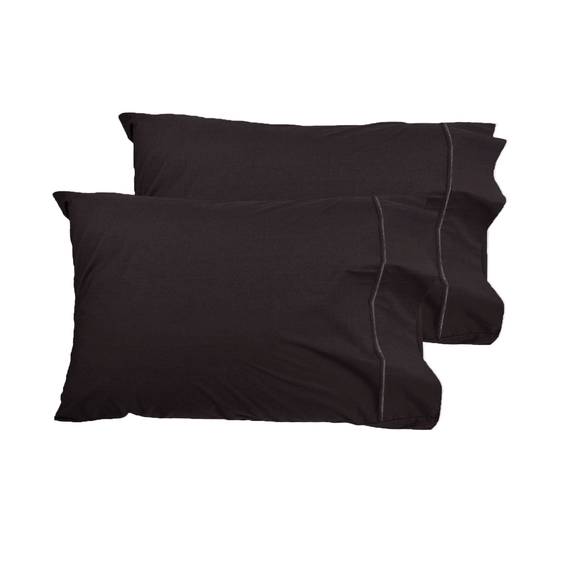 Grand Atelier Queen Sized Pillowcases in Walnut with elegant embroidery detailing, made from luxurious Pima cotton.