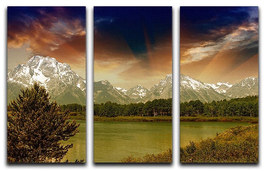 Grand Teton National Park 3-panel canvas print showcasing stunning mountain landscapes.