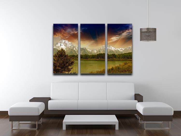 Grand Teton National Park 3-panel canvas print showcasing stunning mountain landscapes.