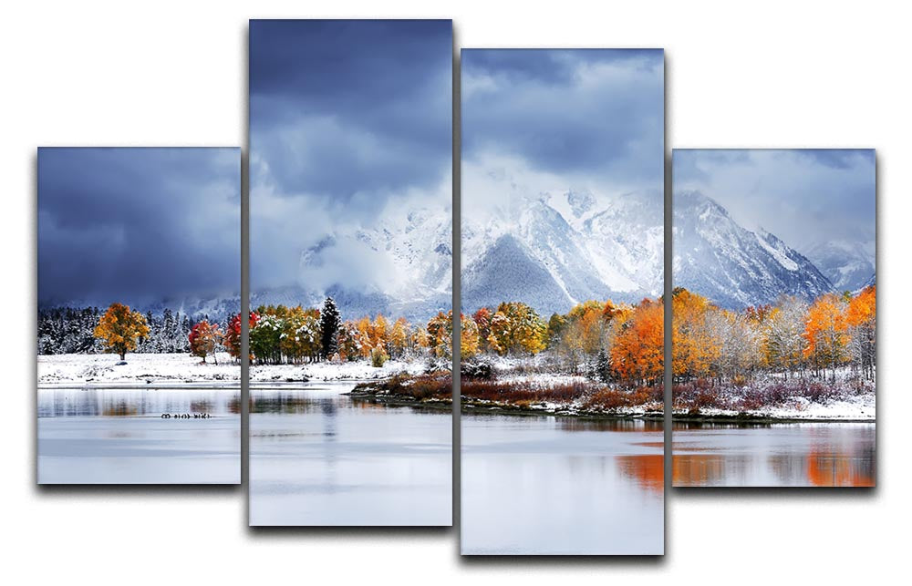 Grand Teton National Park 4 Split Panel Canvas artwork showcasing stunning mountain landscapes in four sections.