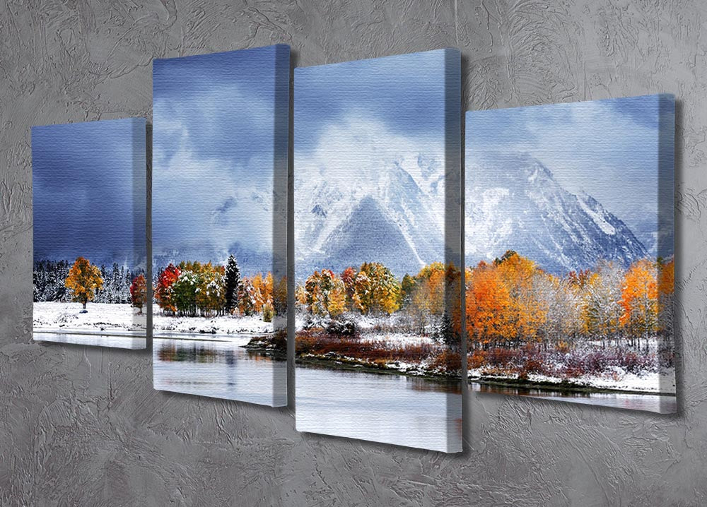Grand Teton National Park 4 Split Panel Canvas artwork showcasing stunning mountain landscapes in four sections.