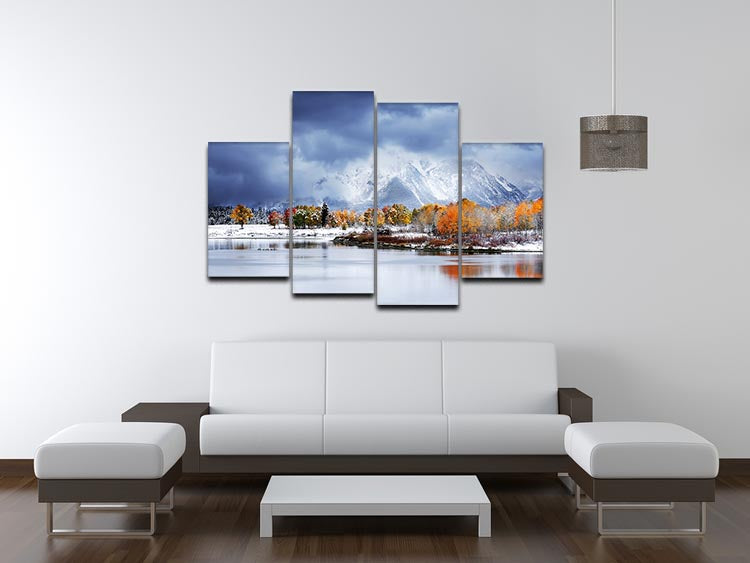 Grand Teton National Park 4 Split Panel Canvas artwork showcasing stunning mountain landscapes in four sections.