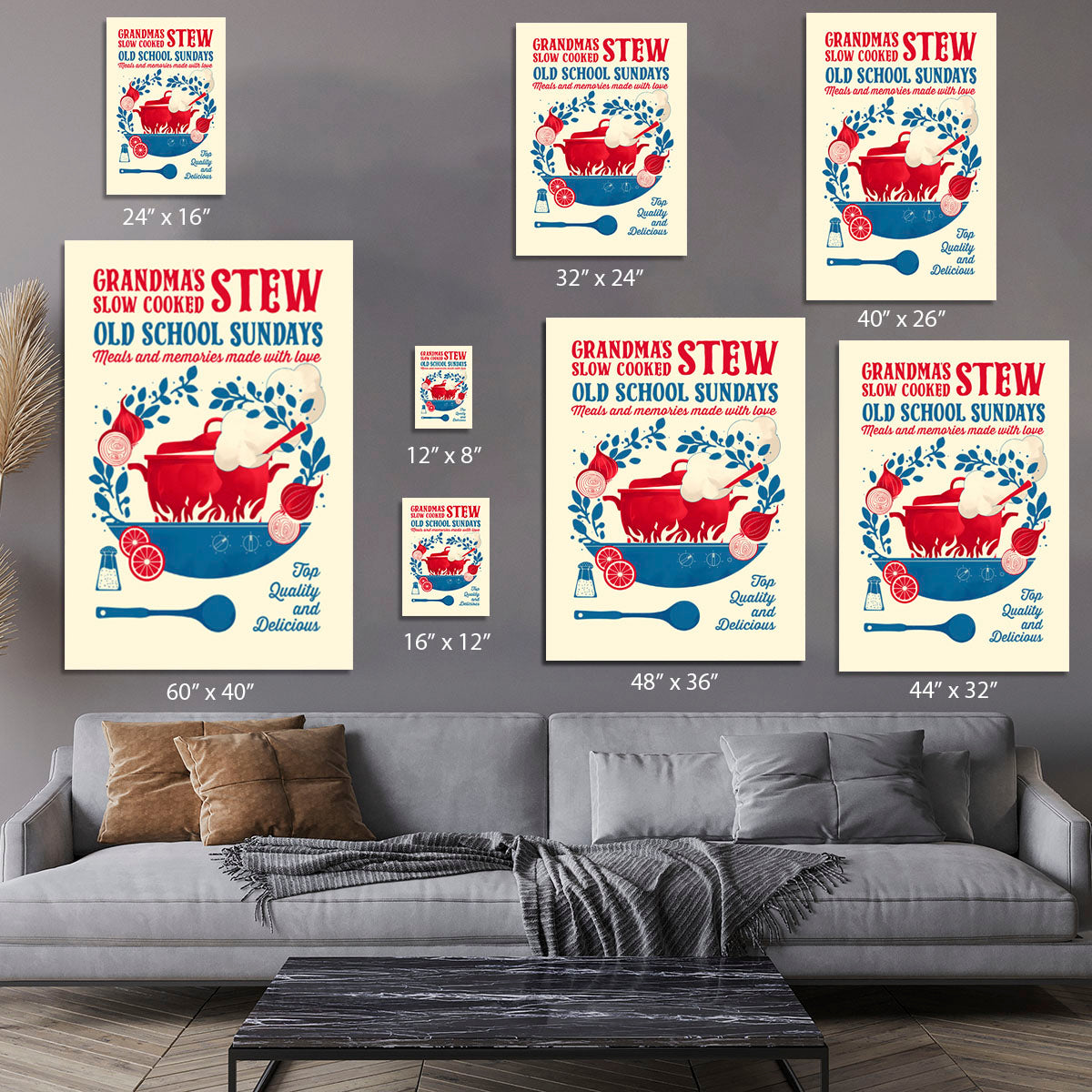 A beautiful canvas print featuring Grandma's Stew, showcasing warm colors and inviting imagery, perfect for kitchen decor.