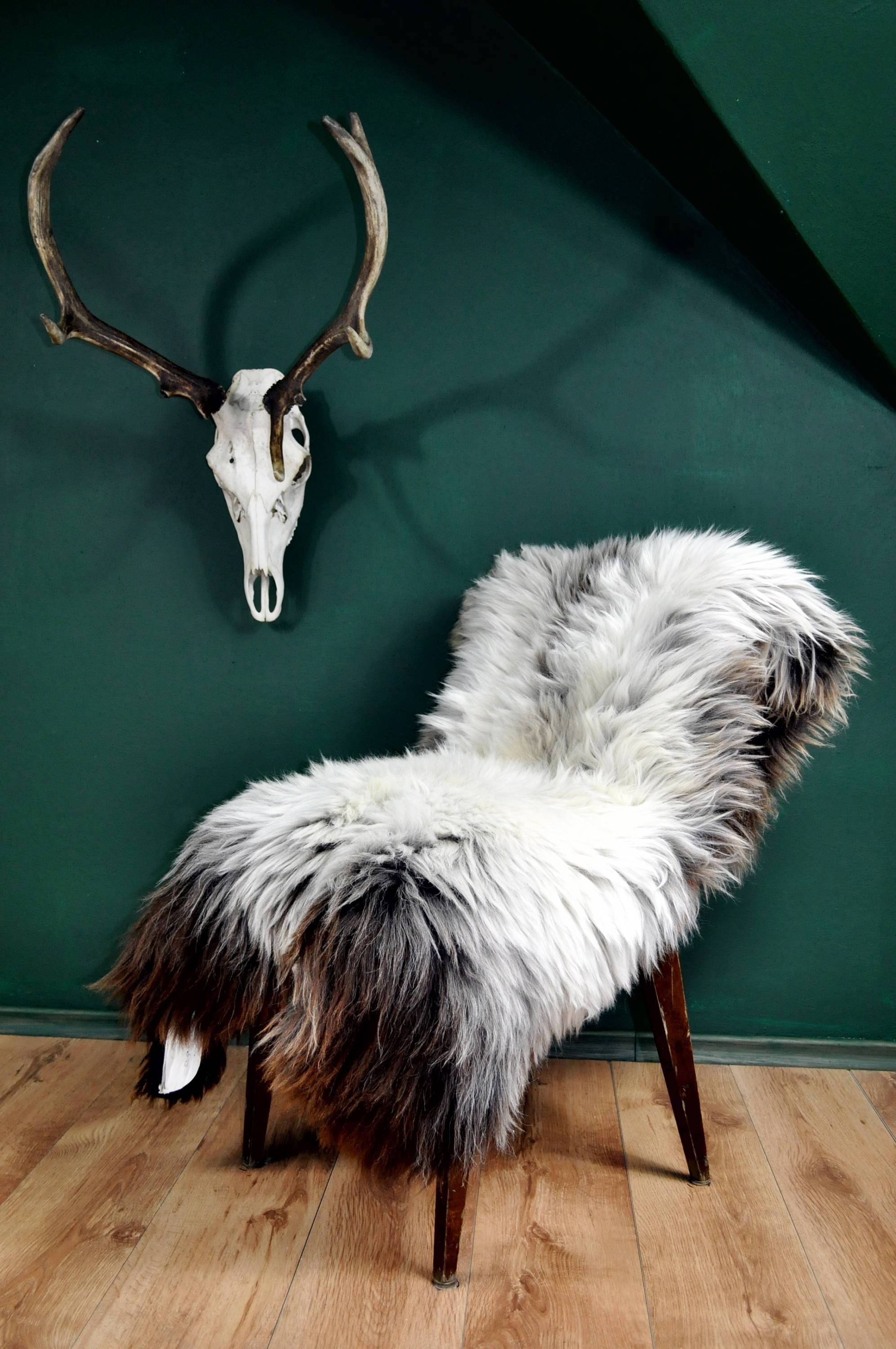 Gray Rare Breed Sheepskin Rug measuring 140cm, showcasing a luxurious and unique design, perfect for home decor.