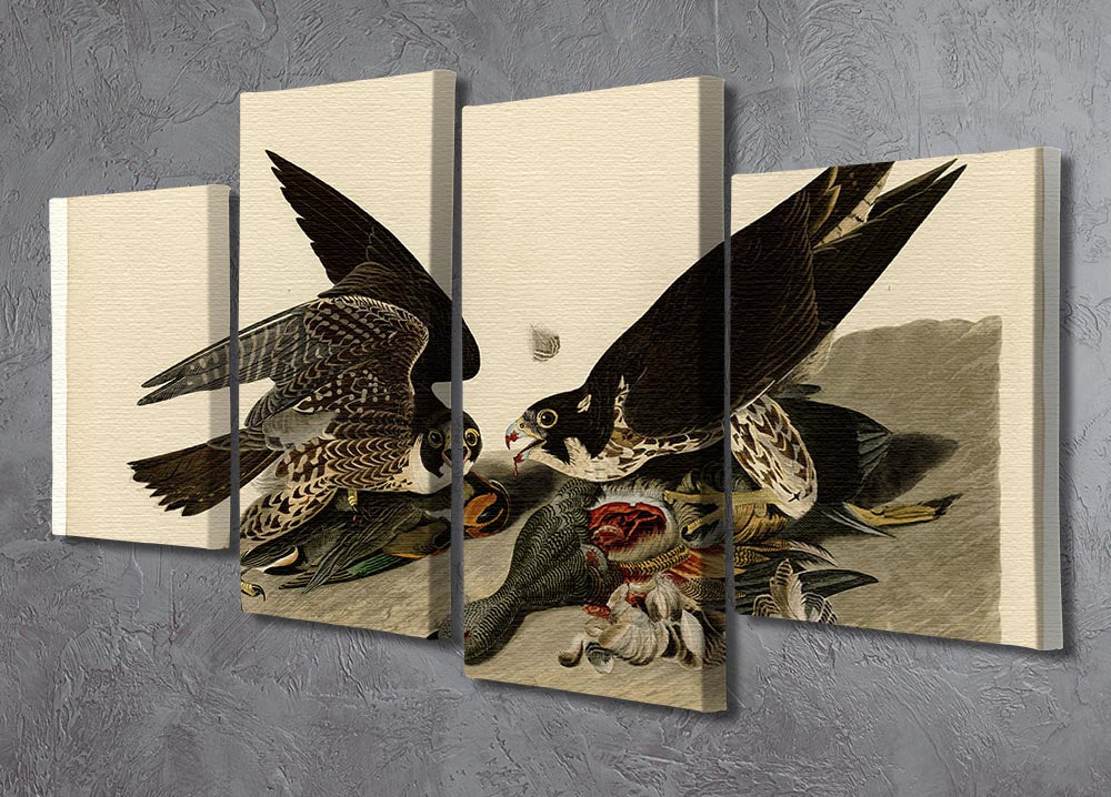 Great Footed Hawk artwork displayed on a 4-split canvas, showcasing vibrant colors and intricate details.