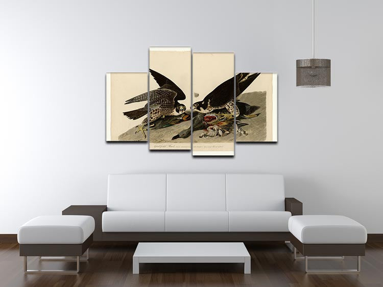 Great Footed Hawk artwork displayed on a 4-split canvas, showcasing vibrant colors and intricate details.