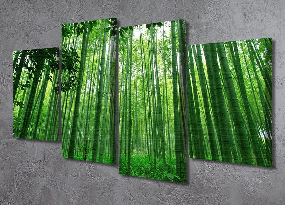 A stunning 4-split canvas artwork featuring a lush green bamboo forest, creating a serene and dynamic visual effect.